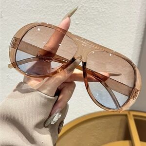 Affordable Fashion Finds Transparent Brown Oversized Aviator Sunglasses